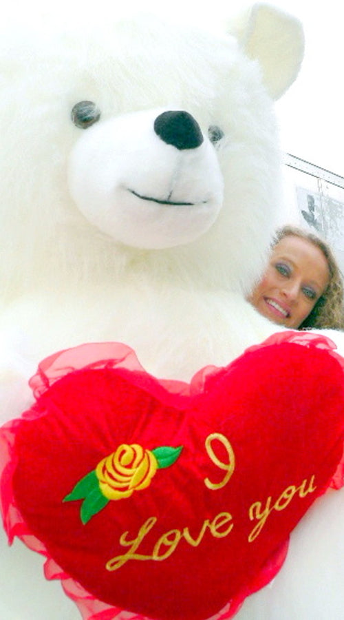 Load image into Gallery viewer, 6 Foot Teddy Bear Giant White Teddybear With I Love You Heart Soft 72
