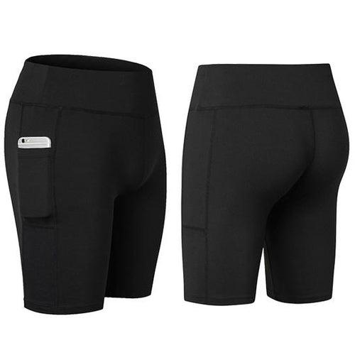 Load image into Gallery viewer, all seasons yoga shorts stretchable with phone pocket
