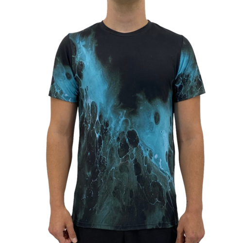Load image into Gallery viewer, black blue splash men&#39;s t-shirt
