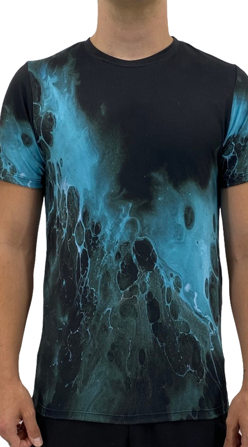 Load image into Gallery viewer, black blue splash men&#39;s t-shirt
