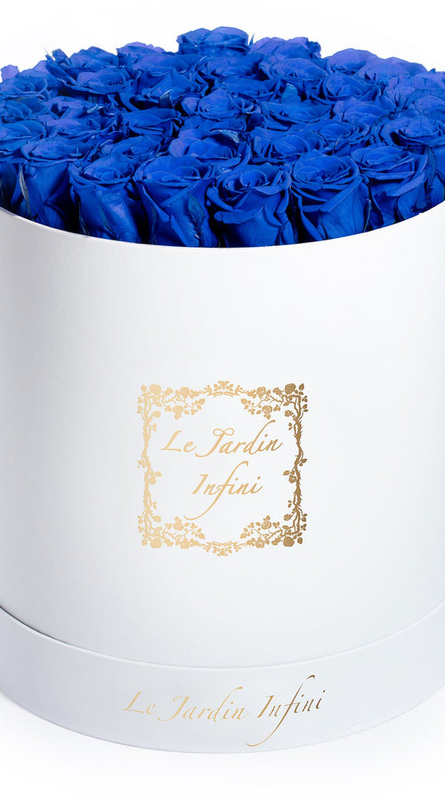 Load image into Gallery viewer, Royal Blue Preserved Roses - Large Round White Box
