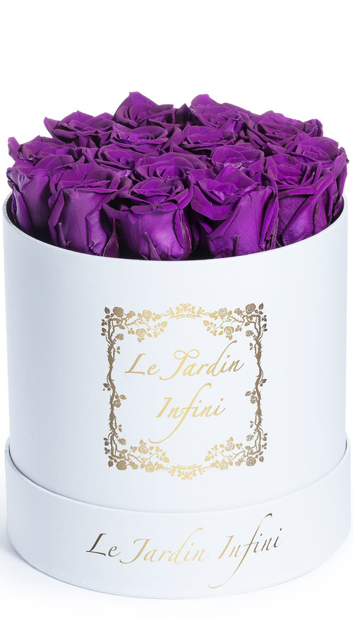 Load image into Gallery viewer, Purple Preserved Roses - Medium Round White Box
