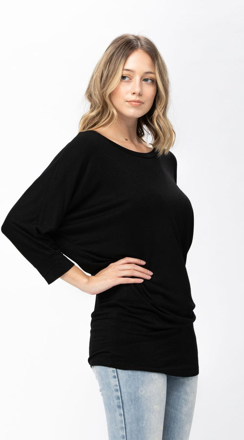 Load image into Gallery viewer, 3/4 Dolman Batwing Sleeve Round Neck Comfy Loose fit Casual Tunics
