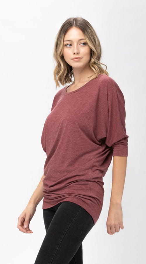 Load image into Gallery viewer, 3/4 Dolman Batwing Sleeve Round Neck Comfy Loose fit Casual Tunics
