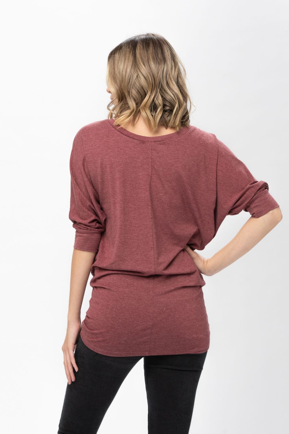 3/4 Dolman Batwing Sleeve Round Neck Comfy Loose fit Casual Tunics
