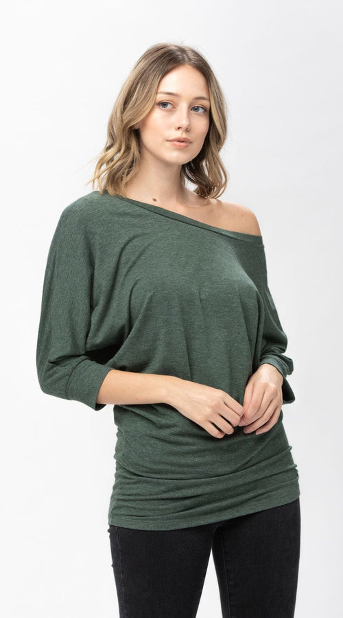 Load image into Gallery viewer, 3/4 Dolman Batwing Sleeve Round Neck Comfy Loose fit Casual Tunics
