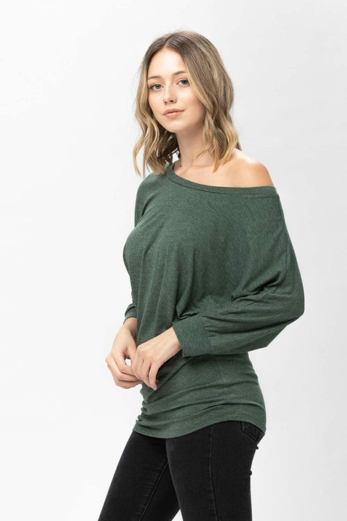 3/4 Dolman Batwing Sleeve Round Neck Comfy Loose fit Casual Tunics