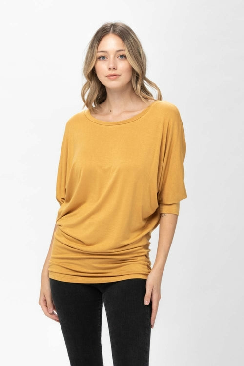 3/4 Dolman Batwing Sleeve Round Neck Comfy Loose fit Casual Tunics