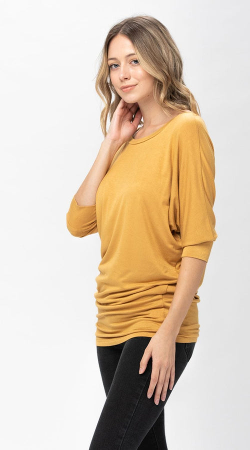 Load image into Gallery viewer, 3/4 Dolman Batwing Sleeve Round Neck Comfy Loose fit Casual Tunics
