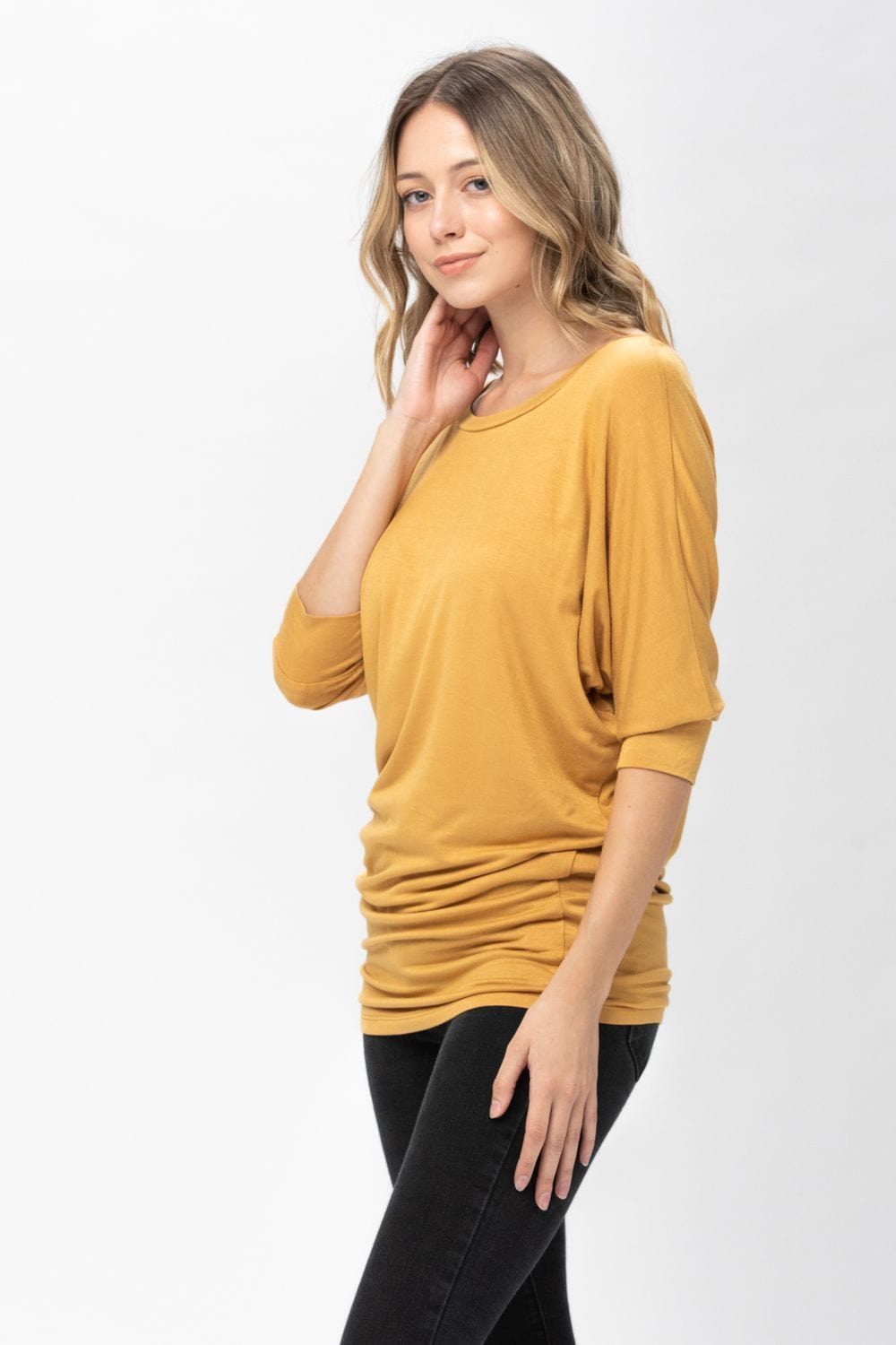 3/4 Dolman Batwing Sleeve Round Neck Comfy Loose fit Casual Tunics