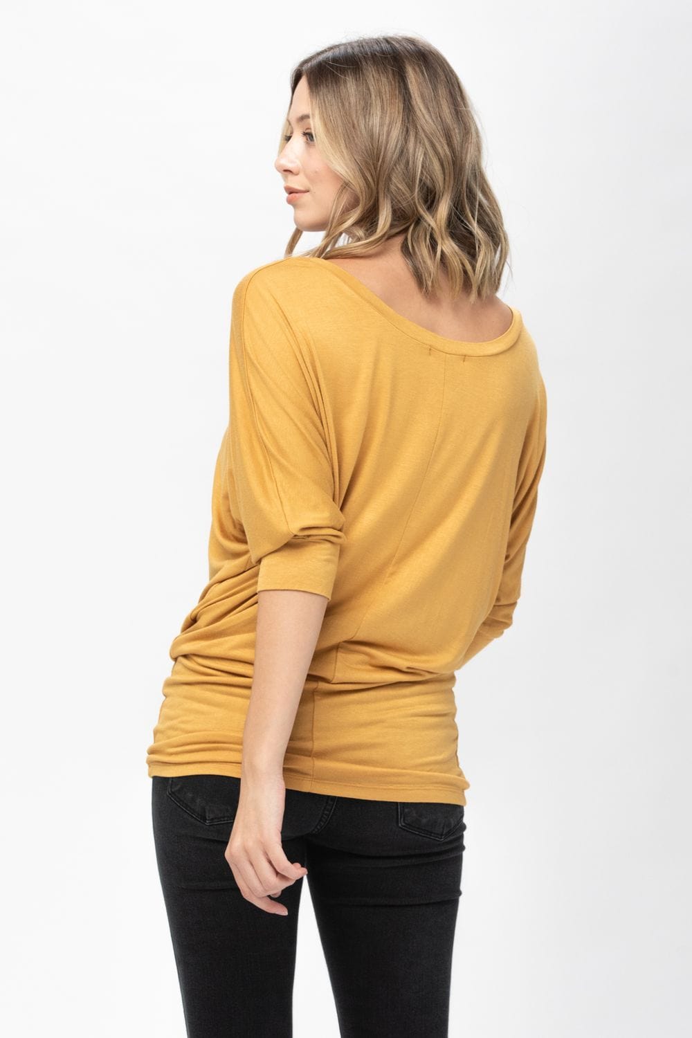 3/4 Dolman Batwing Sleeve Round Neck Comfy Loose fit Casual Tunics