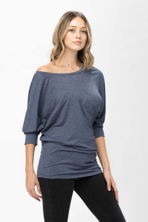 3/4 Dolman Batwing Sleeve Round Neck Comfy Loose fit Casual Tunics