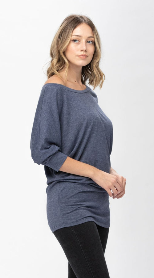 Load image into Gallery viewer, 3/4 Dolman Batwing Sleeve Round Neck Comfy Loose fit Casual Tunics
