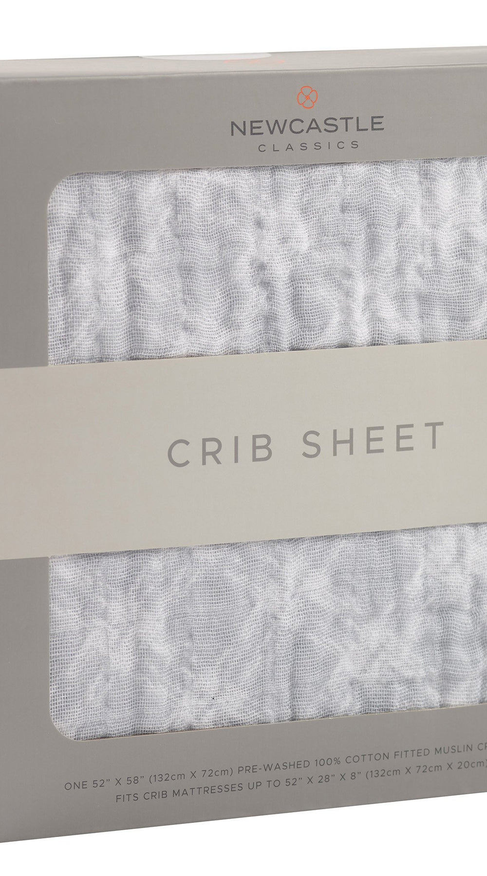 glacier grey plaid cotton muslin crib sheet