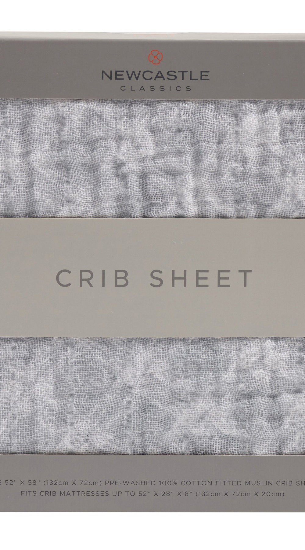 glacier grey plaid cotton muslin crib sheet