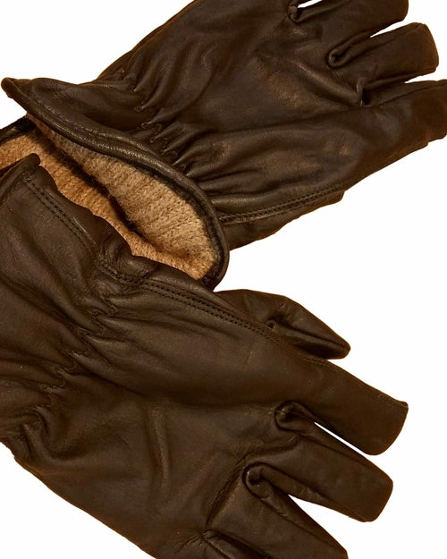 Load image into Gallery viewer, alpaca knit lined cowhide leather gloves - alpaca made in the usa
