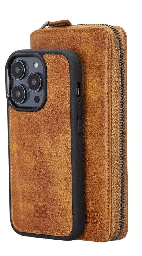 Load image into Gallery viewer, Apple iPhone 14 Series Detachable and Zipper Leather Wallet Case - PMW
