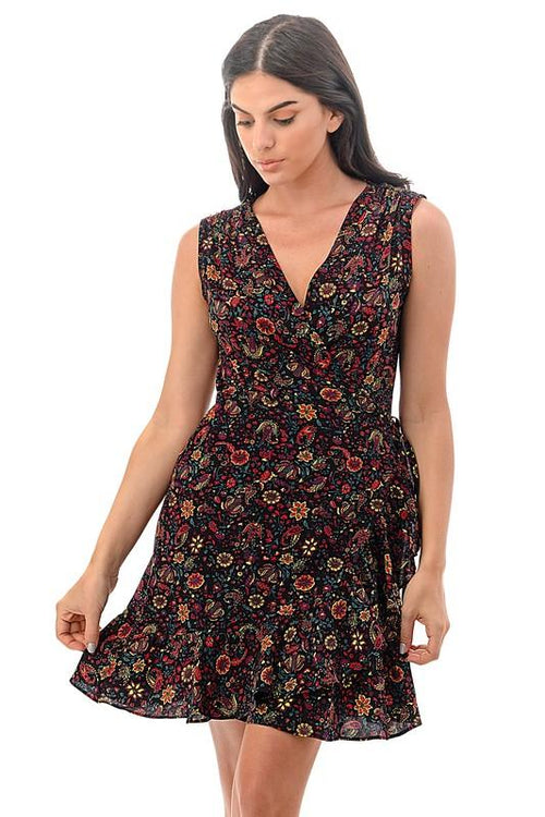 Load image into Gallery viewer, women&#39;s sleeveless black floral sundress tops
