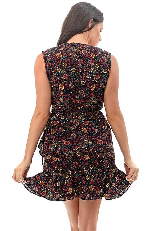 Load image into Gallery viewer, women&#39;s sleeveless black floral sundress tops
