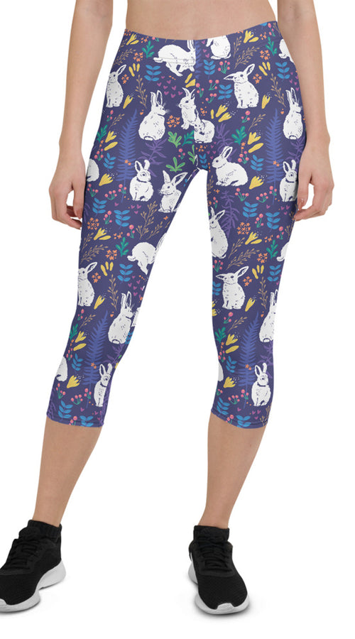 Load image into Gallery viewer, Easter Bunnies Capri Leggings for Women
