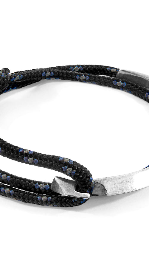 Load image into Gallery viewer, Black Hove Silver and Rope Bracelet
