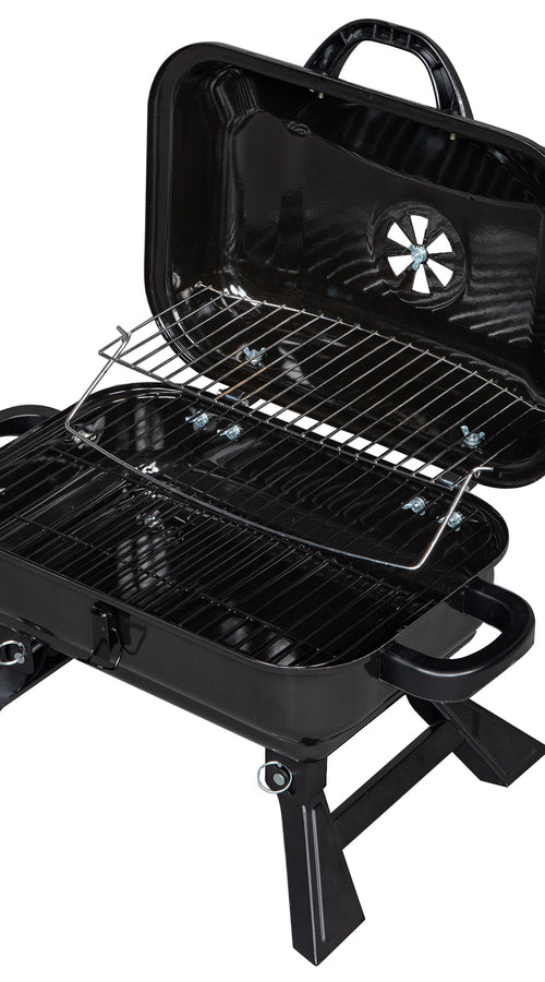 Load image into Gallery viewer, portable folding charcoal grill bbq and smoker with lid
