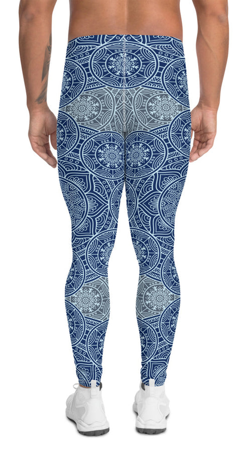 Load image into Gallery viewer, light blue mandala leggings for men
