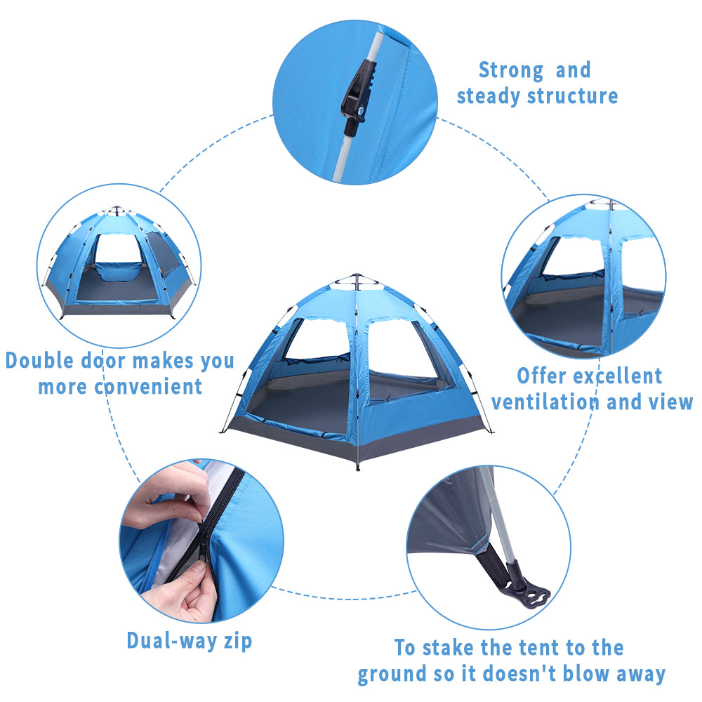 waterproof outdoor 3-4 person automatic camping tent