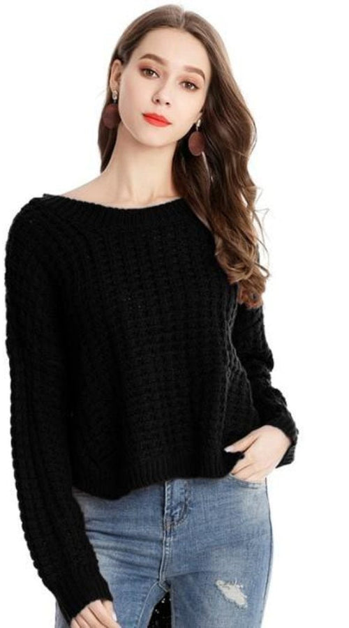 Load image into Gallery viewer, Womens Crewneck Uneven Sweater
