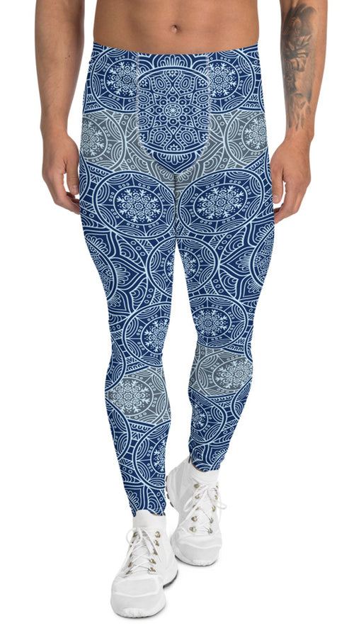 Load image into Gallery viewer, light blue mandala leggings for men
