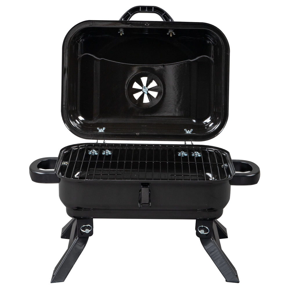 portable folding charcoal grill bbq and smoker with lid