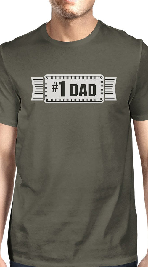 Load image into Gallery viewer, #1 dad mens dark gray round neck unique design tee
