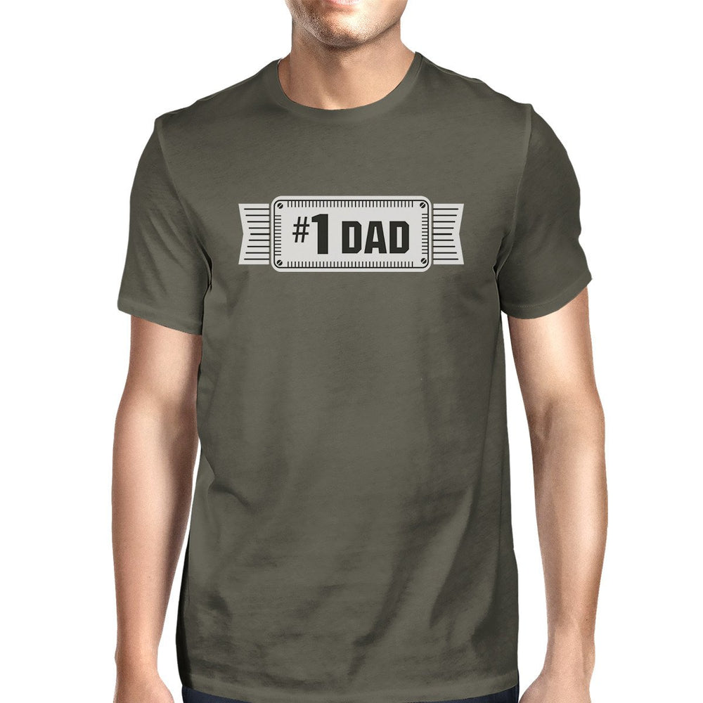 #1 dad mens dark gray round neck unique design tee
