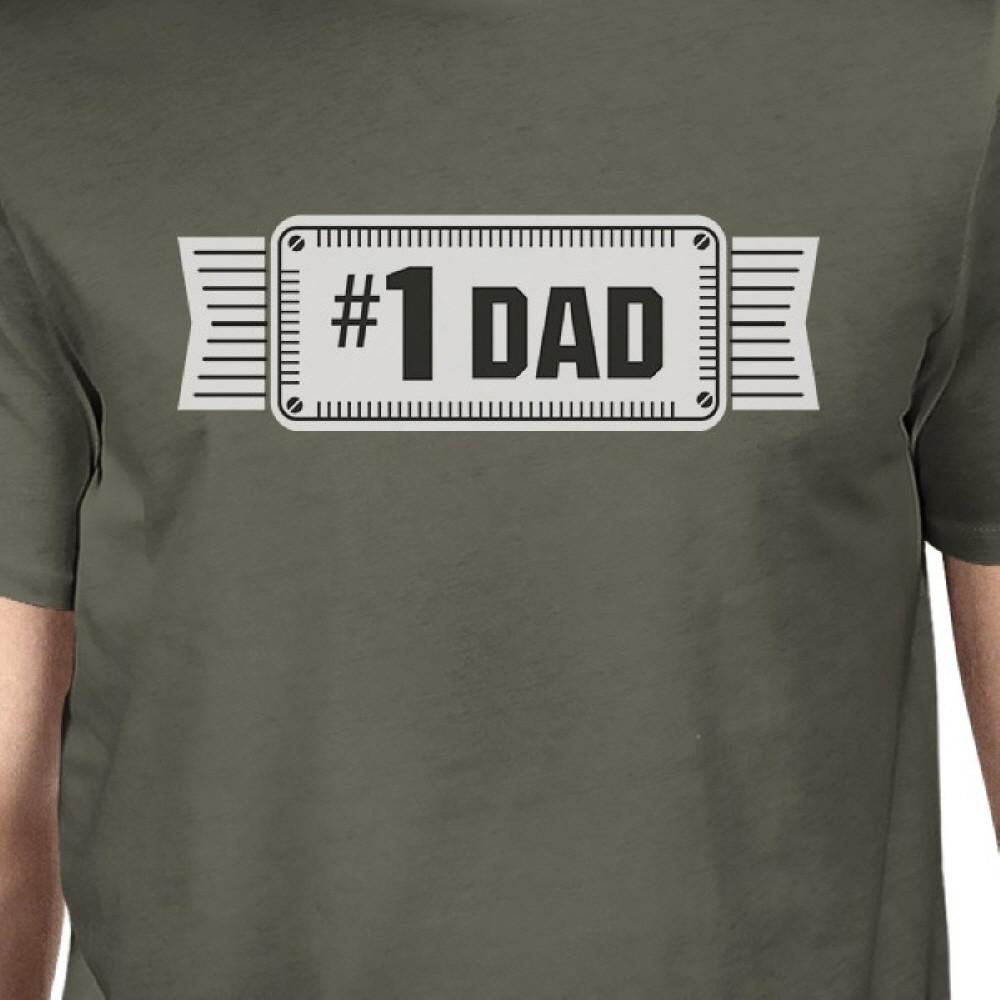 #1 dad mens dark gray round neck unique design tee