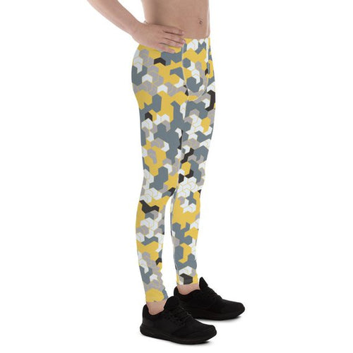 Load image into Gallery viewer, mens leggings - yellow sports camo leggings
