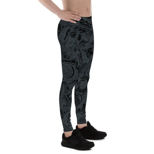 Load image into Gallery viewer, mens leggings - black leggings with auto parts
