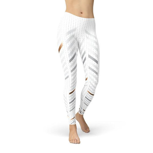 Load image into Gallery viewer, Womens White Stripes Leggings
