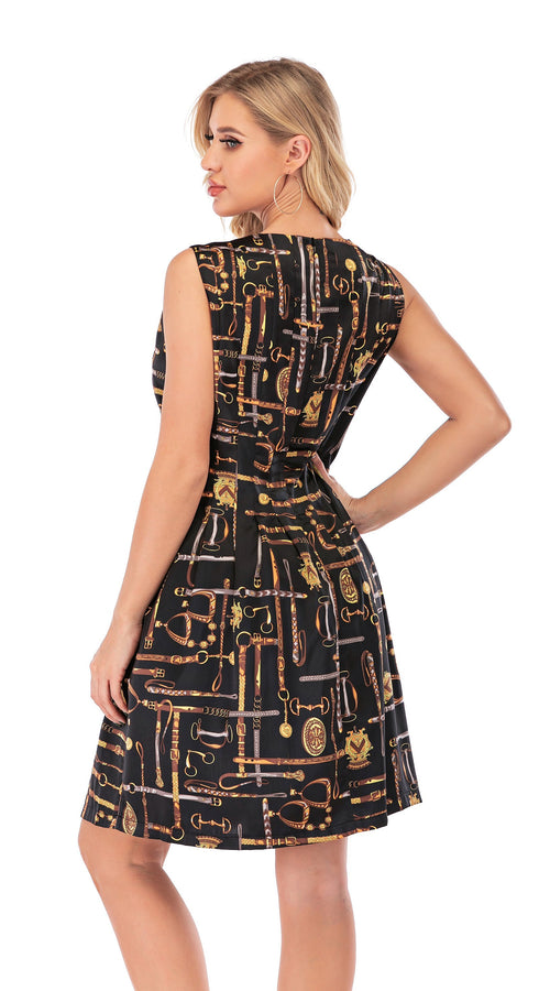 Load image into Gallery viewer, calison women&#39;s printed slim-fit fashion sleeveless sun dress
