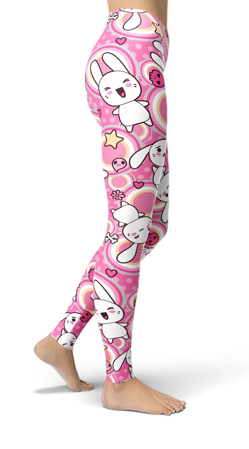 Load image into Gallery viewer, Jean Pink Emoji Bunny Leggings

