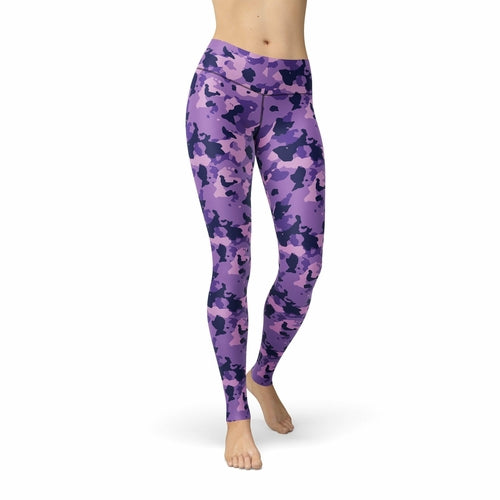 Load image into Gallery viewer, jean purple camouflage leggings
