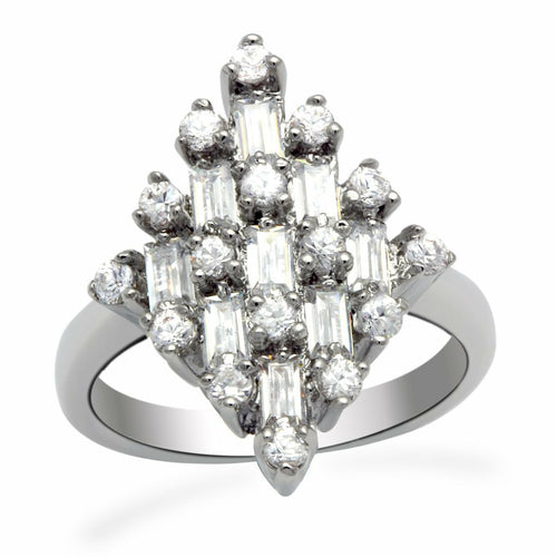 Load image into Gallery viewer, lo2061 - rhodium brass ring with aaa grade cz  in clear
