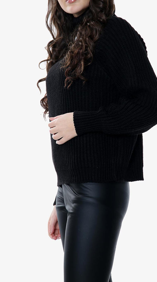 Load image into Gallery viewer, Black Balloon Sleeve Knit Jumper
