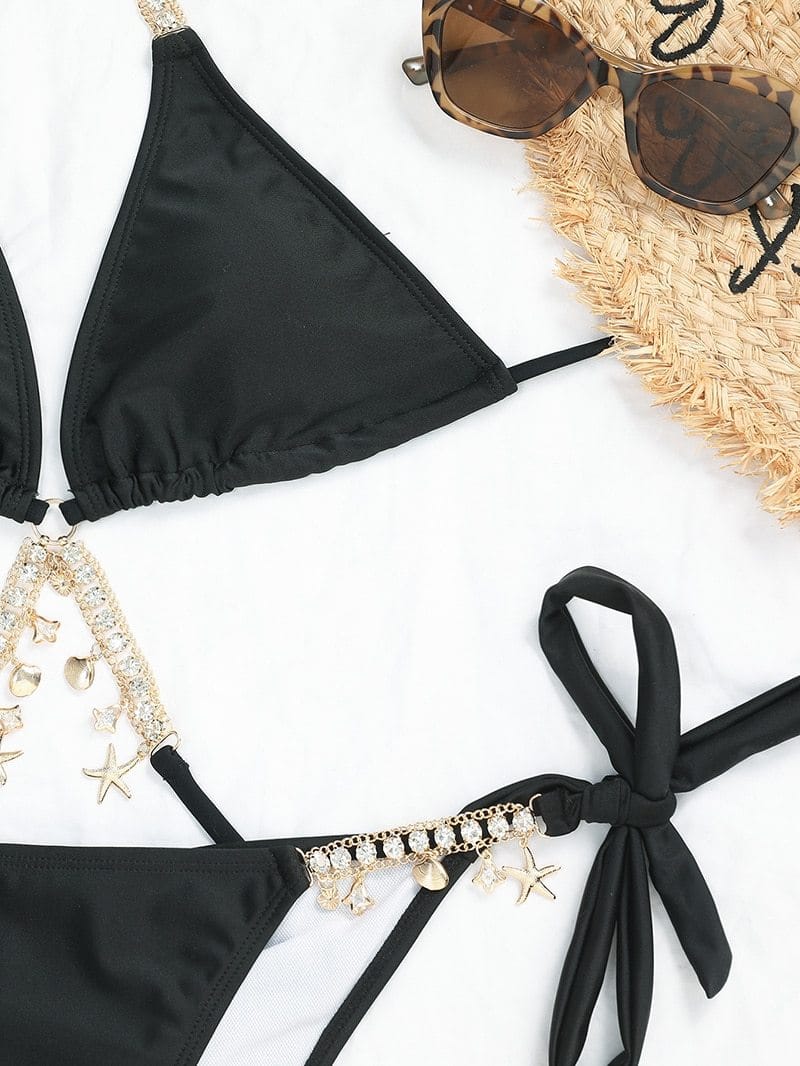 Bikini Crystal Swimwear Metal Chain Women's Swimsuit Bathing Suit 2020