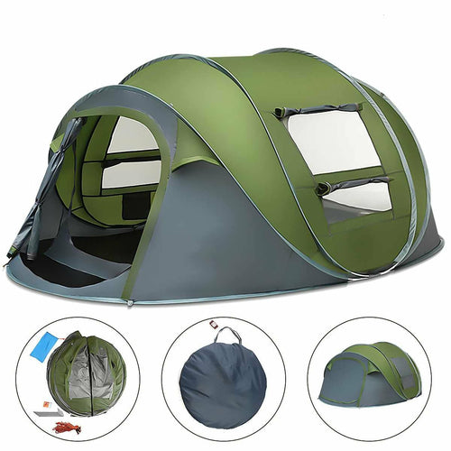 Load image into Gallery viewer, large capacity 4 to 5 persons automatic pop up camping tent army green / onetify
