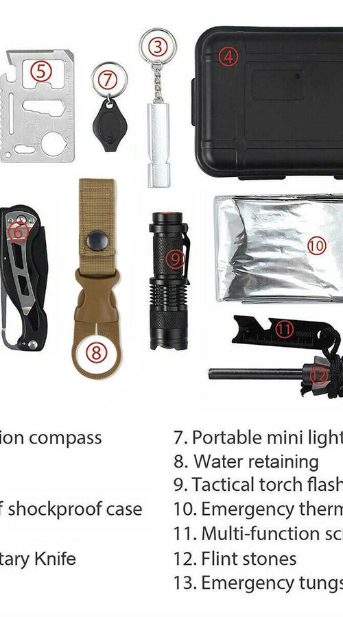 Load image into Gallery viewer, 14 in 1 Outdoor Emergency Survival And Safety Gear Kit Camping
