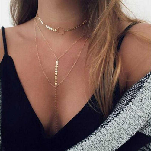 Load image into Gallery viewer, Three Layer Lariat Choker Necklace
