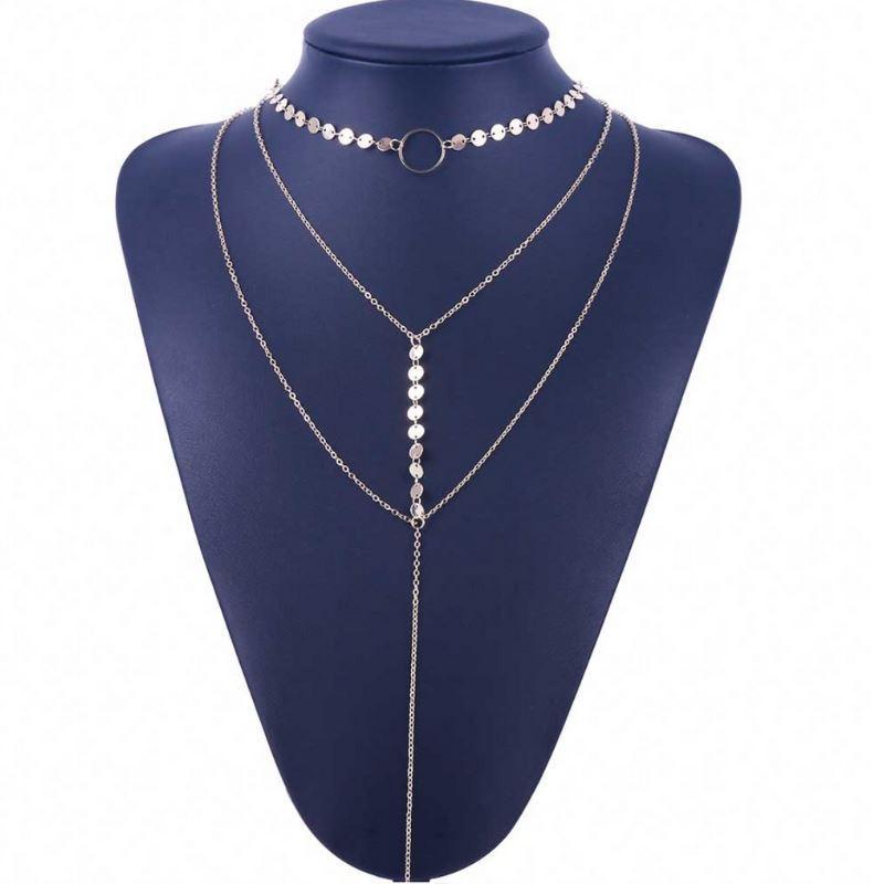 three layer lariat choker necklace