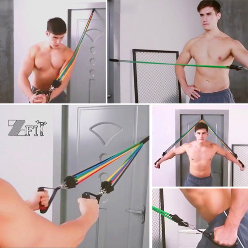 11 pieces resistance bands set exercise bands multi